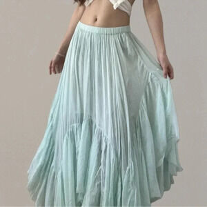 New Free People FP One Clover Skirt Maxi Mid Rise Pull On Lightweight Flowy XS